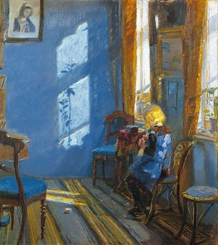 Anna Ancher Sunlight in the blue room Wandbild