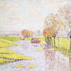 Paul-Baum-Hollaendische-Landschaft-mit-Weiden-am-Wasser