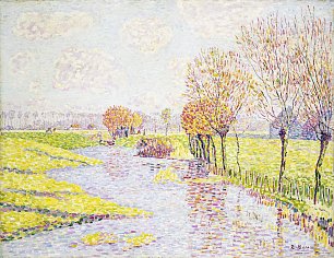 Paul Baum Hollaendische Landschaft mit Weiden am Wasser Wandbild