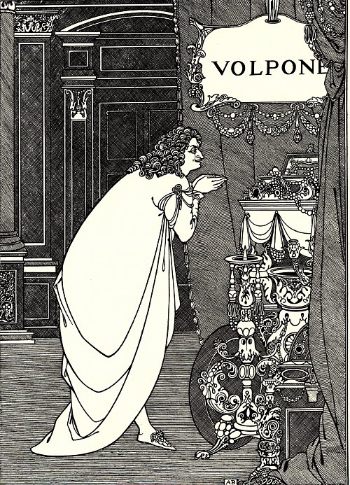 Aubrey Beardsley Volpone adoring his treasures Wandbild