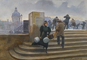 Jean Beraud MODISTE SUR LE PONT DES ARTS Wandbild