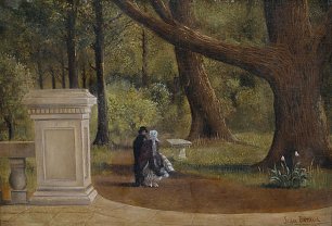 Jean Beraud Paar beim Spaziergang im Park Wandbild