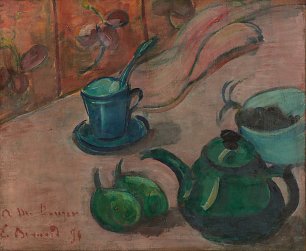 Emile Bernard Still life with teapot cup and fruit Wandbild