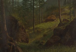 Albert Bierstadt Bewaldeter Berg Wandbild