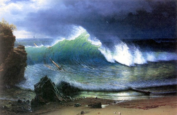 Albert Bierstadt Die Kueste der tuerkisfarbenen See Wandbild