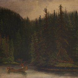 Albert-Bierstadt-Indianer-Auf-der-Jagd-Im-Kanu