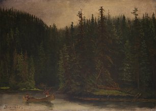 Albert Bierstadt Indianer Auf der Jagd Im Kanu Wandbild