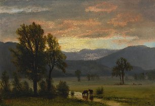 Albert Bierstadt Landschaft mit Vieh Wandbild