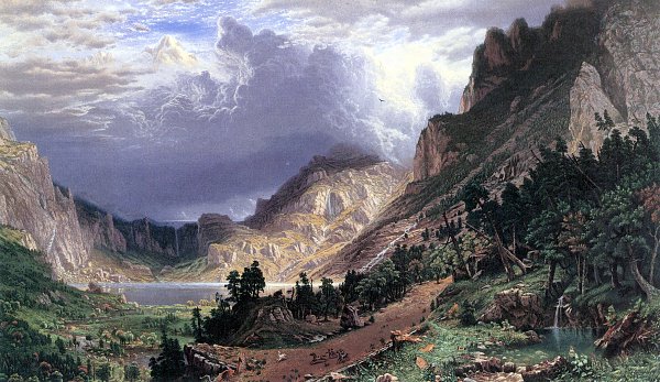 Albert Bierstadt Sturm in den Rocky Mountains Wandbild