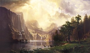 Albert Bierstadt Zwischen den Sierra Nevada Mountains Wandbild