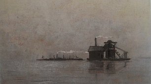 Francois Bocion Das Baggerschiff Wandbild