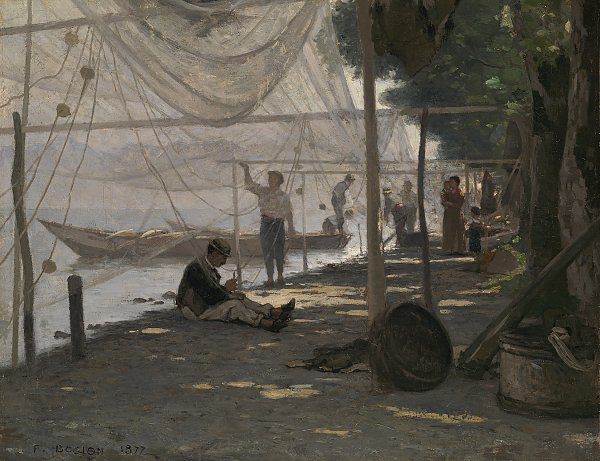 Francois Bocion Netzflicker am Genfersee Wandbild