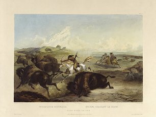 Karl Bodmer Indianer jagen ein Bison Wandbild