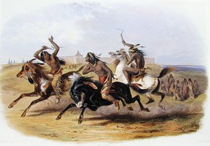 Karl Bodmer Pferderrennen von Sioux Indianer Wandbild
