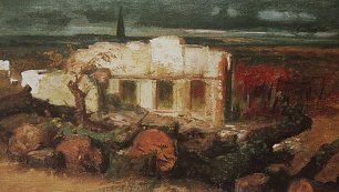 Arnold Boecklin Zerstoertes Haus in Kehl Wandbild