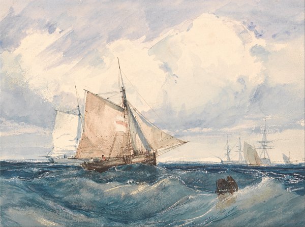 Richard Parkes Bonington A Cutter and other shipping in a Breeze Wandbild