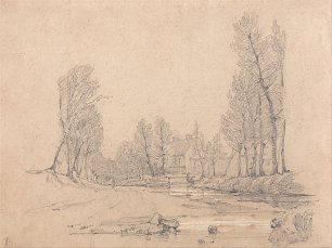 Richard Parkes Bonington A Wooded Stream and a Farmhouse in Normandy Wandbild