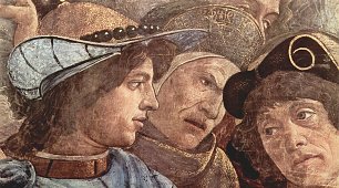 Sandro Botticelli Sixtinische Kapelle Bestrafung der Leviter Detail 1 Wandbild
