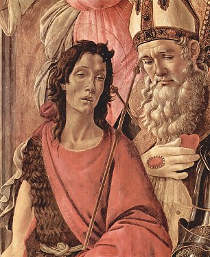 Sandro Botticelli Thronende Madonna Engel und Heilige Detail Wandbild