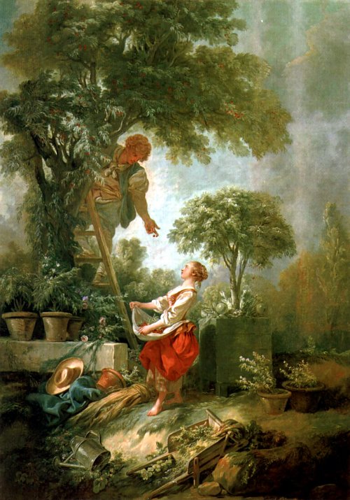 Francois Boucher Landschaft mit Kirschpflueckerin Wandbild