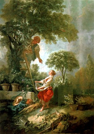 Francois Boucher Landschaft mit Kirschpflueckerin Wandbild