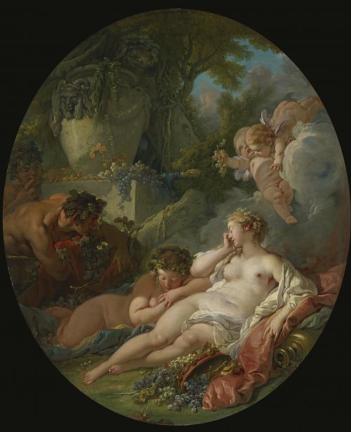 Francois Boucher SLEEPING BACCHANTES SURPRISED BY SATYRS Wandbild