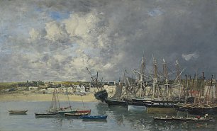 Eugene Boudin Boats at anchor in the harbor, Portrieux Wandbild
