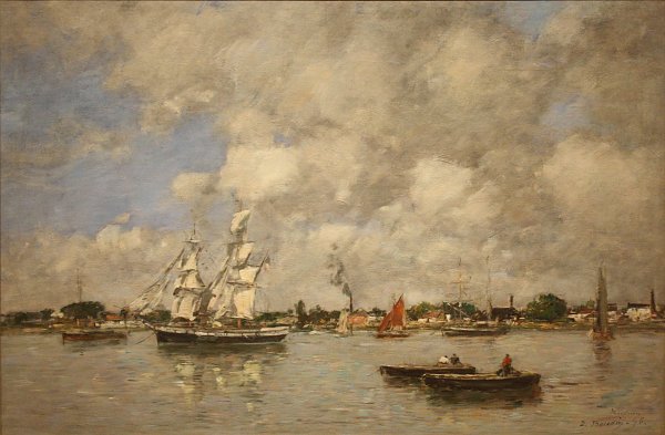 Eugene Boudin Bordeaux boats on the Garonne Wandbild