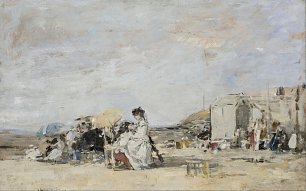 Eugene Boudin Lady in White on the Beach at Trouville Wandbild