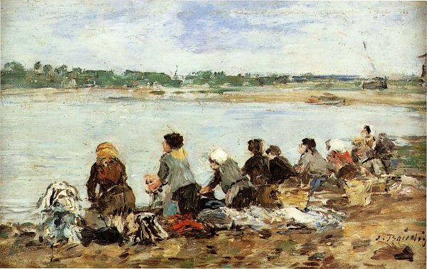 Eugene Boudin Laveuses au bord de la Touques Wandbild