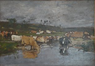 Eugene Boudin Paysage Nombreuses vaches a l'herbage Wandbild