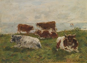 Eugene Boudin Vaches au pre au bord da la mer Wandbild