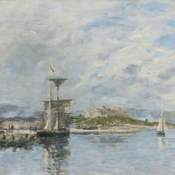 Eugene-Boudin-Vue-du-part-d-Antibes-le-quai-le-matin