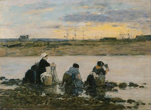 Eugene Boudin Washerwomen by the River Wandbild