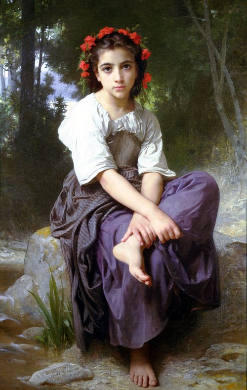 William Adolphe Bouguereau At the Edge of the Brook Wandbild
