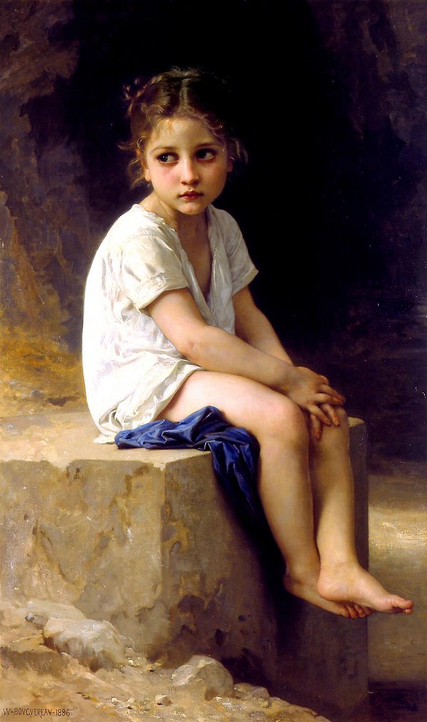 William Adolphe Bouguereau At the Foot of the Cliff