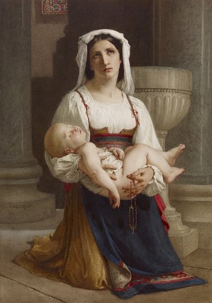 William Adolphe Bouguereau Italian Peasant Kneeling with Child Wandbild