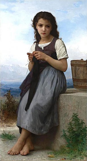 William Adolphe Bouguereau Little Knitter Wandbild