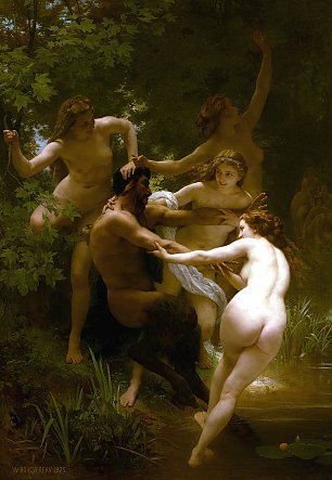 William Adolphe Bouguereau Nymphs and Satyr Wandbild