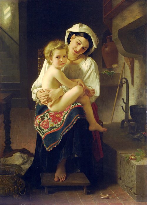 William Adolphe Bouguereau Young Mother Gazing At Her Child Wandbild
