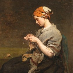 Jules-Breton-Jeune-fille-tricotant