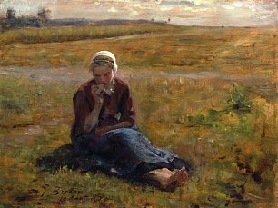 Jules Breton Study for The Snack Wandbild