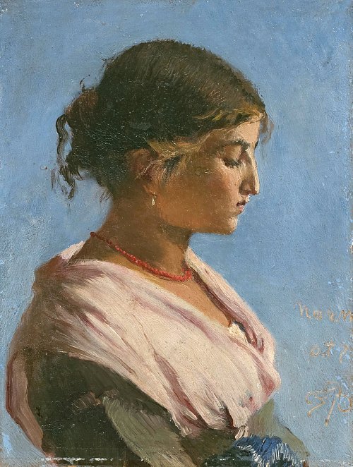 Frank Buchser Maedchenbildnis Wandbild