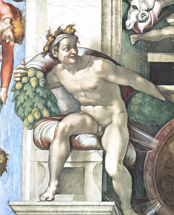 Michelangelo Buonarroti Sixtinische Kapelle Dekorative Elemente Ein Ignudo