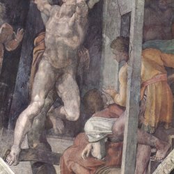 Michelangelo-Buonarroti-Sixtinische-Kapelle-Kreuzigung-des-Hamam-Detail