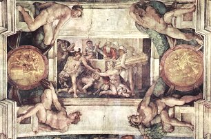 Michelangelo Buonarroti Sixtinische Kapelle Schoepfungsgeschichte Dankopfer Noahs Wandbild