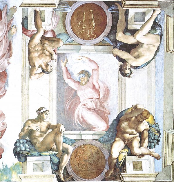Michelangelo Buonarroti Sixtinische Kapelle Schoepfungsgeschichte Der Schoepfergott scheidet Licht und Finsternis und Vier