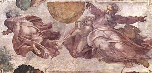 Michelangelo Buonarroti Sixtinische Kapelle Schoepfungsgeschichte Scheidung von Licht und Finsternis Wandbild