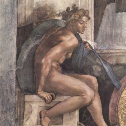Michelangelo-Buonarroti-Sixtinische-Kapelle-Schoepfungsgeschichte-Schoepfergott-und-Juenglinge-Detail