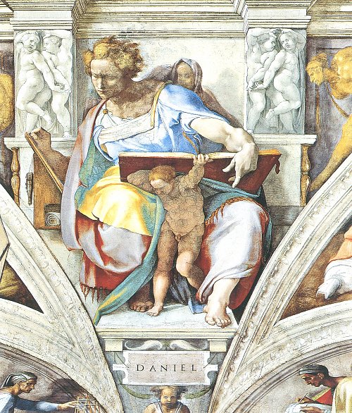 Michelangelo Buonarroti Sixtinische Kapelle Sibyllen und Propheten Der Prophet Daniel Wandbild